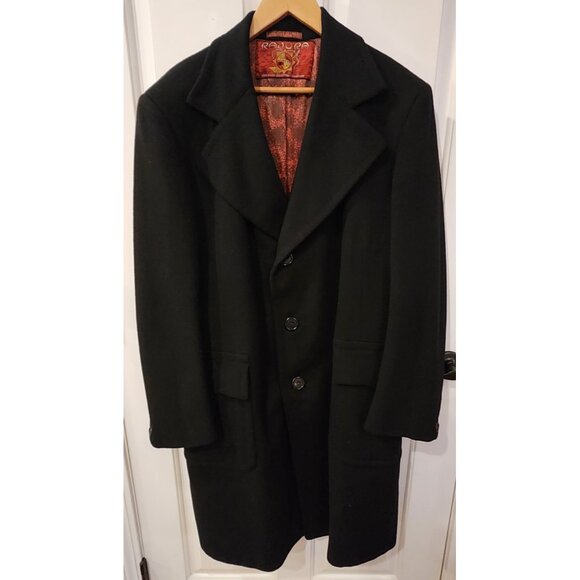 Witty Brothers Rajura Cashmere Other - Rajura Cashmere Witty Brothers Overcoat Mens Size 42 44 Black Long Coat Vintage
